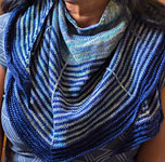 Hand knit striped scarf/shawl knit with Malabrigo sock yarn cote d azure
