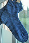Hand knit socks knit with Malabrigo sock yarn cote d azure