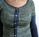 Hand knit striped cardigan sweater knit with Malabrigo sock yarn cote d azure