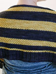 Hand knitted striped scarf/shawl using Malabrigo Sock Yarn color eggplant and ochre