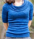 Hand knit pullover sweater with Malabrigo Merino Sock Yarn color impressionist sky