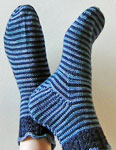Hand knit striped socks with Malabrigo Merino Sock Yarn color impressionist sky