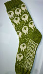 Hand-knit fair isle socks with Malabrigo Merino Sock Yarn color lettuce