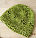 Hand-knit hat with Malabrigo Merino Sock Yarn color lettuce