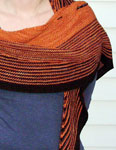 Hand-knit striped scarf/shawl with Malabrigo Merino Sock Yarn color marte and terracotta