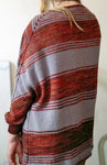 Hand-knit striped multi-color cardigan sweater with Malabrigo Merino Sock Yarn color marte