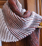Hand-knit striped scarf/shawl with Malabrigo Merino Sock Yarn color marte and natural