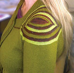 Hand-knit multi-color cardigan sweater with Malabrigo Merino Sock Yarn color marte