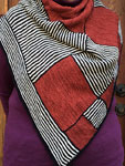 Malabrigo Merino Sock Yarn natural and botticelli red hand knitted striped shawl/scarf
