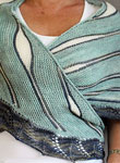 Malabrigo Merino Sock Yarn colors natural and playa hand-knitted striped shawl/scarf