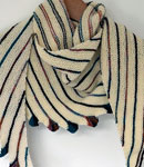 Malabrigo Merino Sock Yarn color natural  hand knitted striped shawl/scarf