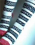 Malabrigo Merino Sock Yarn colors natural and black hand-knitted socks