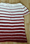 Hand-knit striped tunic with Malabrigo Merino Sock Yarn color natural and botticelli red