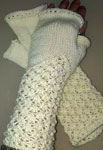 Hand-knit fingerless gloves with Malabrigo Merino Sock Yarn color natural