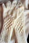 Hand-knit long gloves with Malabrigo Merino Sock Yarn color natural