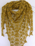 Hand-knit shawl/scarf made with Malabrigo Merino Sock Yarn color ochre