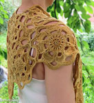 Hand-knit shawl/scarf made with Malabrigo Merino Sock Yarn color ochre
