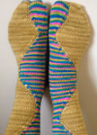 Hand-knit multi-color socks made with Malabrigo Merino Sock Yarn color ochre