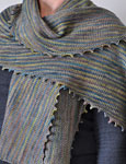 Hand-knit striped shawl/scarf using Malabrigo Merino Sock Yarn color persia and primavera