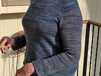 Hand-knit pullove sweater using Malabrigo Merino Sock Yarn color persia