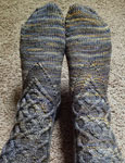 Malabrigo Sock Yarn color playa knit cabled socks