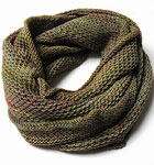 Hand-knit garter stitch cowl neck scarf made with Malabrigo Merino Sock Yarn color primavera