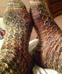Hand-knit socks made with Malabrigo Merino Sock Yarn colors primavera