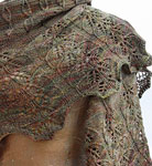 Hand-knit lace shawl/scarf made with Malabrigo Merino Sock Yarn color primavera