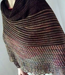 Hand-knit striped shawl/scarf made with Malabrigo Merino Sock Yarn colors primavera and chocolate