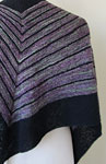 Hand knit  striped shawl with Malabrigo sock yarn rayon vert & black