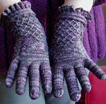 Hand knit gloves with Malabrigo sock yarn rayon vert