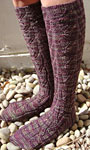 Hand knit boot socks with Malabrigo sock yarn rayon vert
