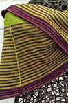 Hand knit  striped shawl with Malabrigo sock yarn rayon vert & lettuce