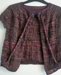 Hand knit short sleeved cardigan with Malabrigo sock yarn rayon vert