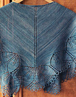 Haruni shawl hand knit with Malabrigo sock yarn color persia