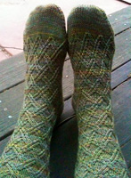 Hand knit socks made with Malabrigo Merino Sock Yarn color primavera