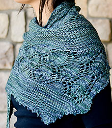 Hand knit shawl knit with Malabrigo Merino Sock Yarn color aguas
