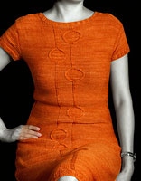 Miss Holloway short-sleeved dress hand knit with Malabrigo Merino Sock Yarn color terracotta