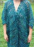 Hand-knit open front long tunic knit with Malabrigo Merino Sock Yarn color solis