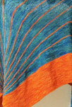 Hand-knit shawl knit with Malabrigo Merino Sock Yarn colors solis and terracotta