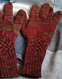 Long gloves/mitens hand knit with Malabrigo Merino Sock Yarn color stonechat