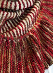 Striped Scarf/Shawl hand knit with Malabrigo Merino Sock Yarn color stonechat amd natural