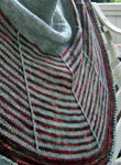 Striped Scarf/Shawl hand knit with Malabrigo Merino Sock Yarn color stonechat and gray
