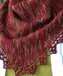 Lace-trimmed Scarf/Shawl hand knit with Malabrigo Merino Sock Yarn color stonechat