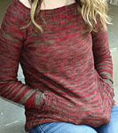 Pullover long sleeve sweater hand knit with Malabrigo Merino Sock Yarn color stonechat