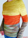 Malabrigo Sock Yarn color terracotta knit multi-color pullover sweater