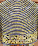 Hand knit striped scarf/shawl knit with Malabrigo Merino Sock Yarn colors turner and cote d'azure