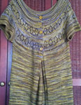 Hand knit short sleeve tunic knit with Malabrigo Merino Sock Yarn color turner