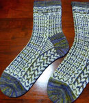 Hand knit fair isle socks knit with Malabrigo Merino Sock Yarn colors turner and natural
