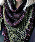 Hand knit Aestlight Shawl by Gudrun Johnston using malabrigo sock velvet trapes and turner